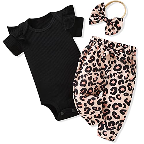 Image of Aalizzwell Baby Girls Ribbed Bodysuit Pants Outfits Spring Summer Clothes