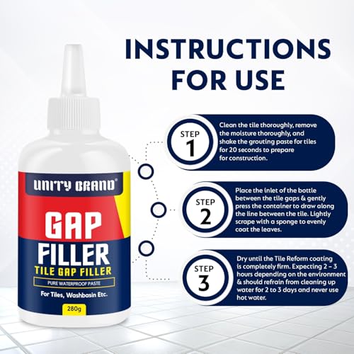 Image of UB Unity Brand Wall Repair Paste Tube Waterproof Crack Filler for Walls & Tiles Gap Filler | White Cement Sealant & Joint Repair Paste | Tile Grout Repair Waterproof for Bathroom & Wall Cracks (560 g)