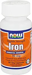 NOW Foods - Ferro Mineral Essencial de Dupla Força 36 mg. - 90 cápsulas vegetais