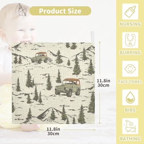 vvfelixl Offroad Cars Baby Burp Cloths Baby Muslin Washcloths for Boys Girls Cotton Babys Face Towel for Newborn Infants Soft and Absorbent 11.8 X 11.8 in, 5 Pack4