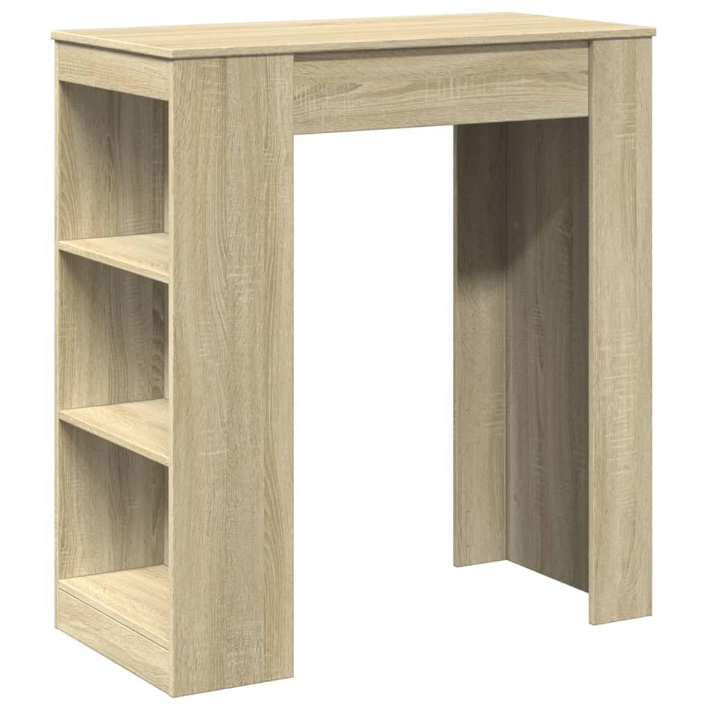Bartisch Mit Regal Sonoma-Eiche 95x47x103,5 cm Holzwerkstoff | 3 Fächer Barregal, Pflegeleicht, Feuchtes Tuch Reinigung, Stabil Und Langlebig