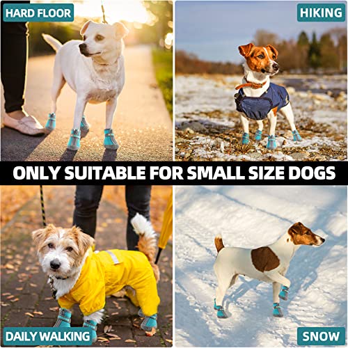 Dog Shoes For Small Dogs Boots, Breathable Dog Booties Paw Protector For Outdoor Walking, Puppy Shoes With Reflective Strips Rugged Anti-Slip Sole For Hardwood Floors Hot Pavement Winter Snow 4Pcs/Set #TOP4