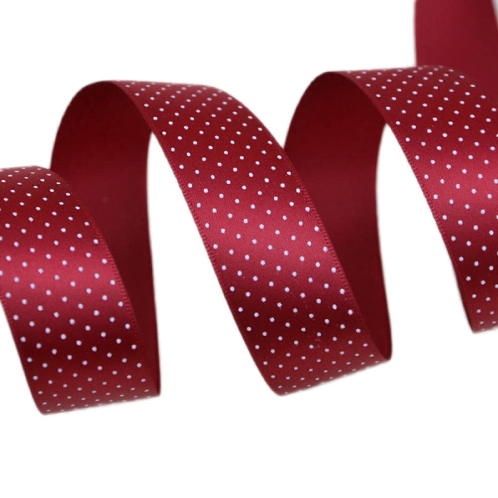 Ribbons For Gift Wrapping Ribbon For Fabric Satin Ribbons Dot Print Satin Wstążka Piękny Seria Hurtownie 10Yardów / Partia Wstążka Tkaniny, Wstążka, Wstążka-Burgundia_25Mm.