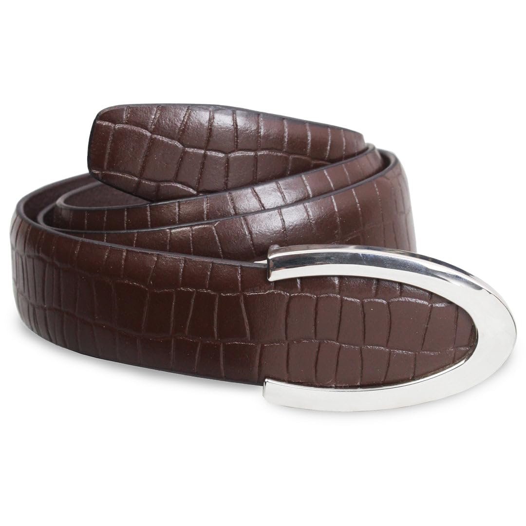 Imperial Brown Checkered Profile Leather Belt For Men-image-39