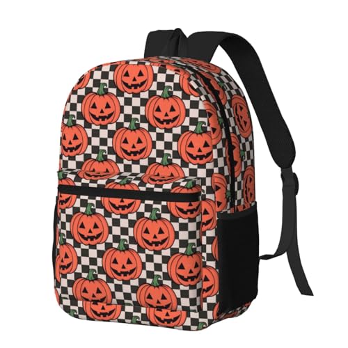 Mochila Halloween calabazas negra y blanca 17 pulgadas miniatura 2
