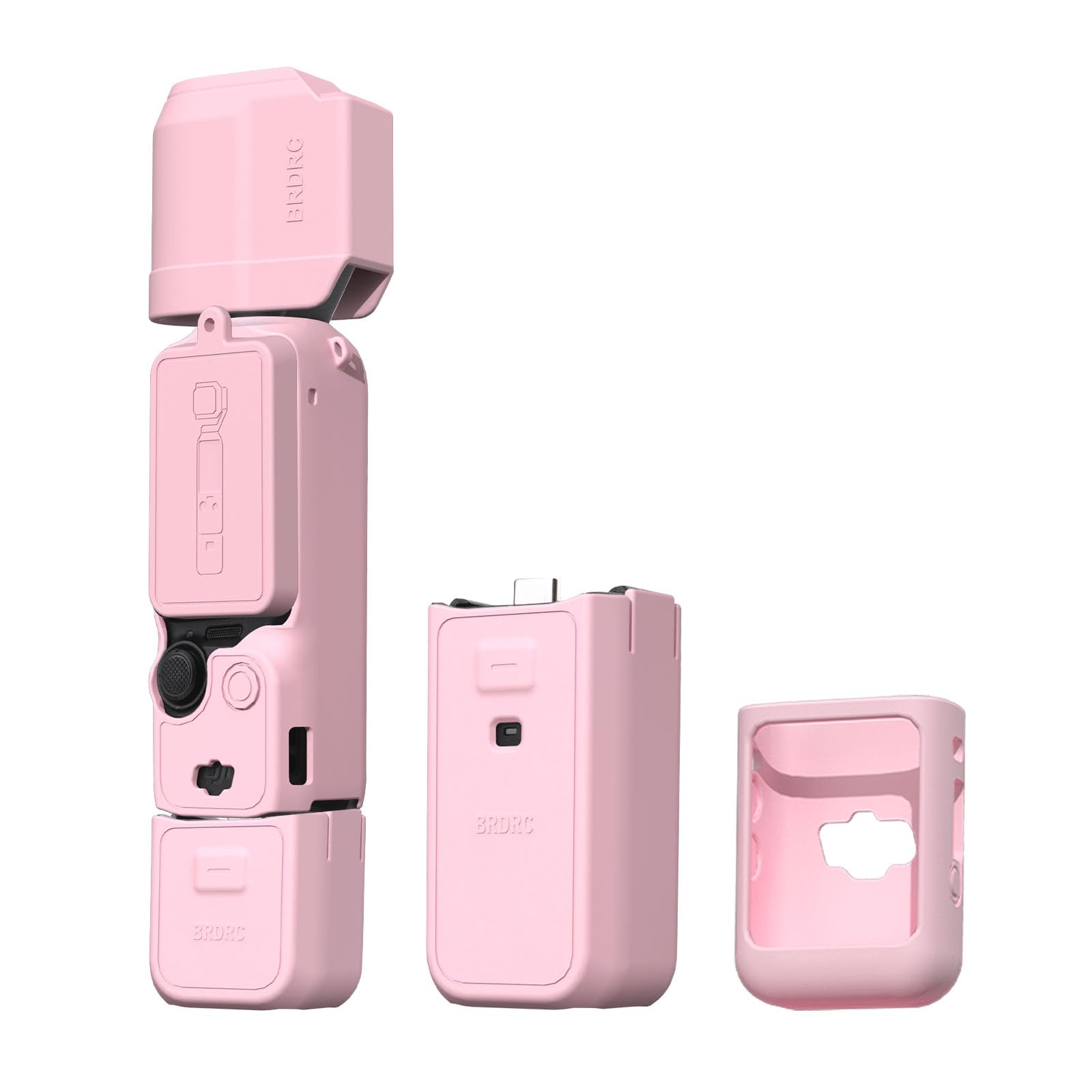BRDRC Pocket 3 Silicone Cover, Protective Case Lens Protector Scratch-Resistant Sleeve Skin Compatible with DJI OSMO Pocket 3 Creator Combo Accessories(Pink)