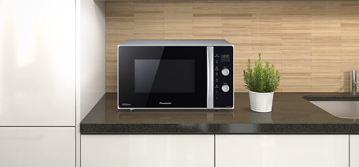 Panasonic NN-CD565BEPG 3-in-1-Ofen, kombiniert, 27 l, Inverter, Wärme 100-220 °C, Quarz-Grill 1300 W, Mikrowelle 1000 W, Crispy-Auflaufform, Drehteller 34 cm, Schwarz – Version FR