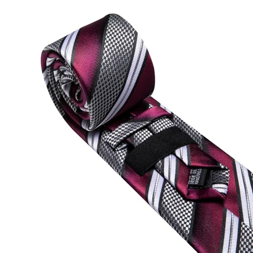 Image of Barry.Wang Mens Tie Set Plaid Check Neckties Formal Business Wedding Luxury Pocket Square Cufflinks
