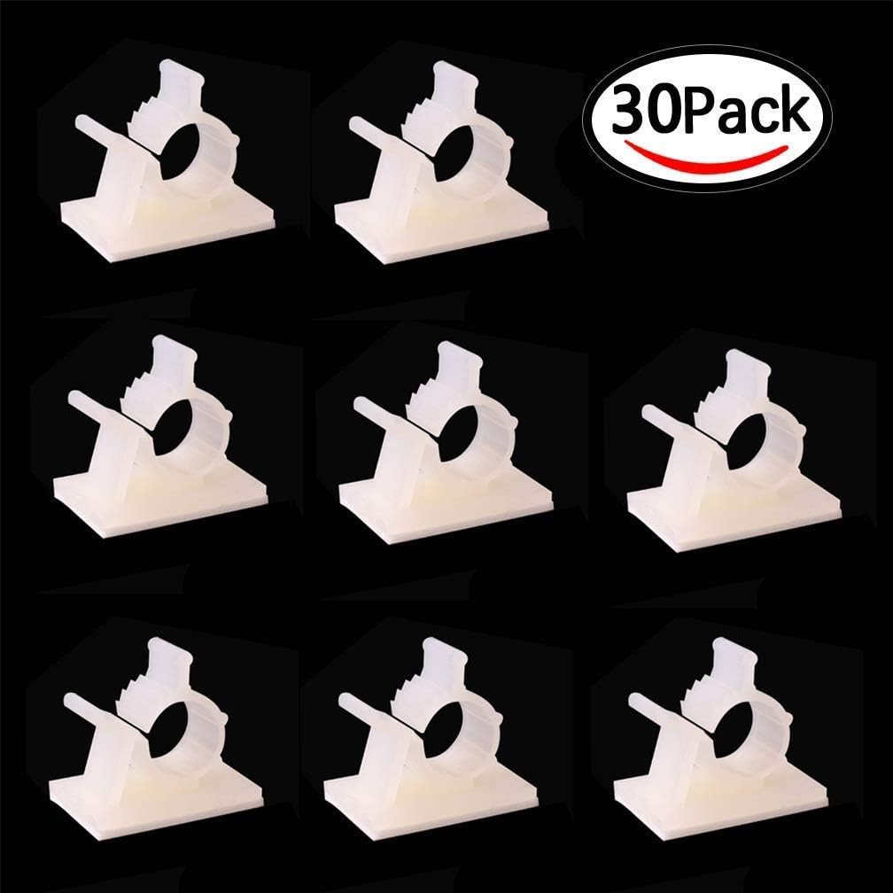 Viaky 30 Pcs Black Cable Wire Clips Adjustable Nylon Wire Holder Adhesive Cable Management Suitable for Maximum Diameter 0.35 inch (8.89mm) Cables