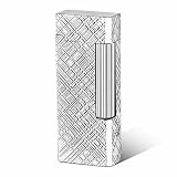 Classic Butane Lighter Metal Side Slide Lgnition Refillable Soft Flame Lighter for Women and Men Collection, Butane is Not Included (Silver)