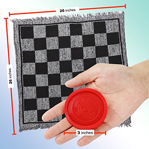 Oleoletoy Super Tic Tac Toe And Giant Checkers Set Board Game With 24 Checker Pieces Reversible Rug, Classic Indoor And Outdoor Activity For Kids And Adults, Best For Camping, Backyard, Or Lawn Game #TOP5
