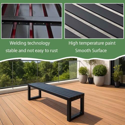 Banc d'extérieur en métal sans dossier résistant intempéries jardin balcon 100cm