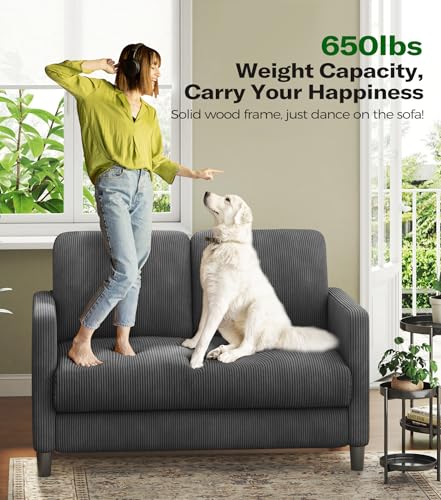Image of Welzona Loveseat, 51 inch Small Couch, Corduroy Love Seat, Small Loveseat Sofa