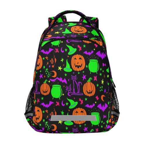 School Backpack Halloween Elements Lightweight Waterproof Travel Laptop Backpack Kids School Bags for Boys Girls Teens 11.6 X 4.9 X 16.7inch