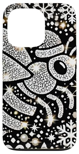 Bumble Bee Christmas Themed Cute Bee Black & White Snowflake �X�}�z�P�[�X iPhone 13 Pro �p