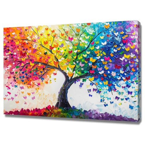 Impression sur toile d'arbre d'automne 70x100cm encadrée pour salon