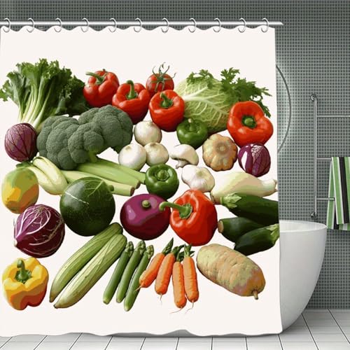 FodPand Introduction of Various Vegetables Shower Curtain Waterproof Bath Curtain