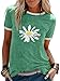 Produktbild Lustige Sonnenblumen-Shirts für Frauen, kurzärmelig, Vintage-Grafik, Tops, Teen Mädchen, trendig, lustig, niedlich, lässig, T-Shirts Gr. Large, grün
