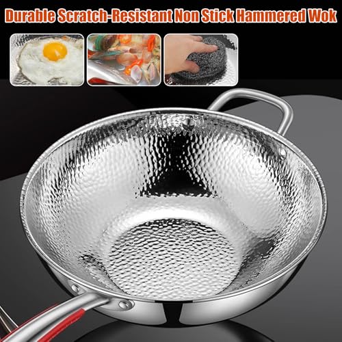 Wok rectangular con superficie martillada y tapa, 14.17 in miniatura 5