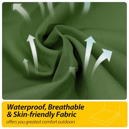 Image of AAAAAcessories Outdoor Seat Cushions for Chairs, Fade-Resistant, Waterproof Patio Furniture Replacement Cushions, 20 inch x 18 inch x 3 inch + 20 inch x 17 inch, Dark Moss Green