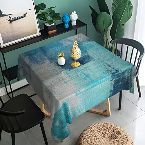 Baocicco Vintage Blue Texture Tablecloth For Living Room Gradient Blue Grunge Shabby Chic Waterproof Table Cover Stain Resistant Square Table Cloth Retro House Decor Holiday Bouquet, 60"X60" #TOP1