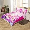 Erosebridal Japanese Anime Bedding Set 3D Anime Girl Duvet Cover, Kawaii Japanese Style Duvet Cover Set Cartoon Uniform Girl Comforter Cover Hot Pink Room Decor, Twin 2Pcs (1 Bed Cover 1 Pillowcase) #2