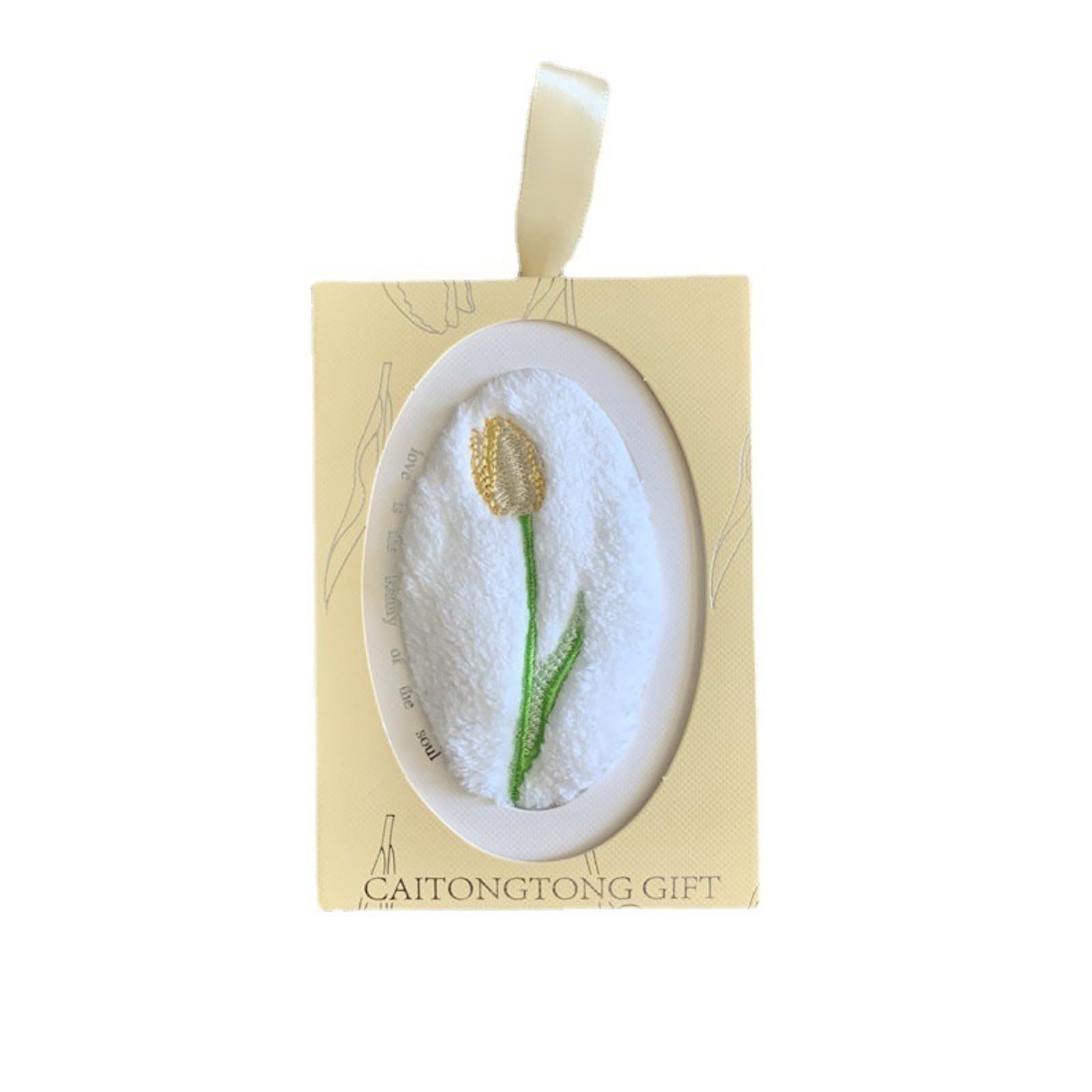 ETMZUCRNP Tulip Embroidered Coral Velvet Towel Hand Wipe