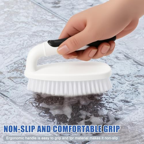 Image of Scrub Brushes for Cleaning Bathtub Scrubber Heavy Duty Scrub Brush with Handle Stiff Bristle Cleaning Brush for Shower, Kitchen, Sink, Bathroom, Floor (Black)