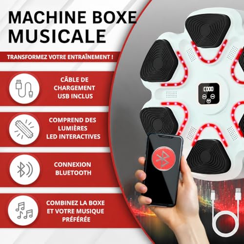 Arcanix Machine de Boxe Musicale avec Panneau Électronique Beat Punch Appareil de Boxe avec Musique Murale pour Adulte Panneau d'entraînement à la Maison – vue 2