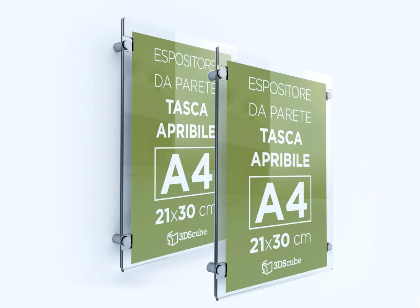 Porta Depliant In Plexiglass - Doppio, Formato A4, Con Distanziali - Foto 3