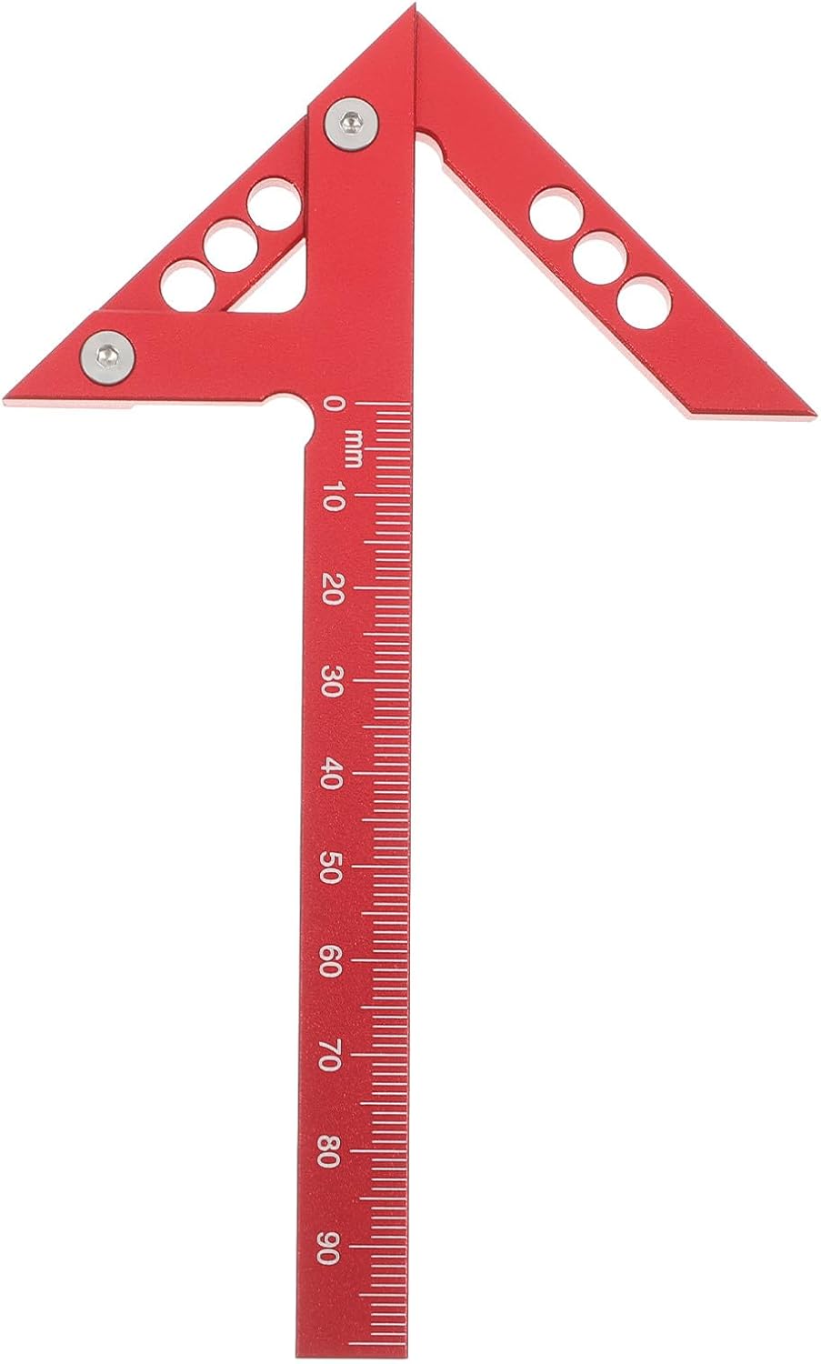 Veemoon Center Finder Marking Gauge Aluminum Scribing Tool Woodworking Center Scriber with 45-degree Angle for Precision Layout and Drilling Locator in Red