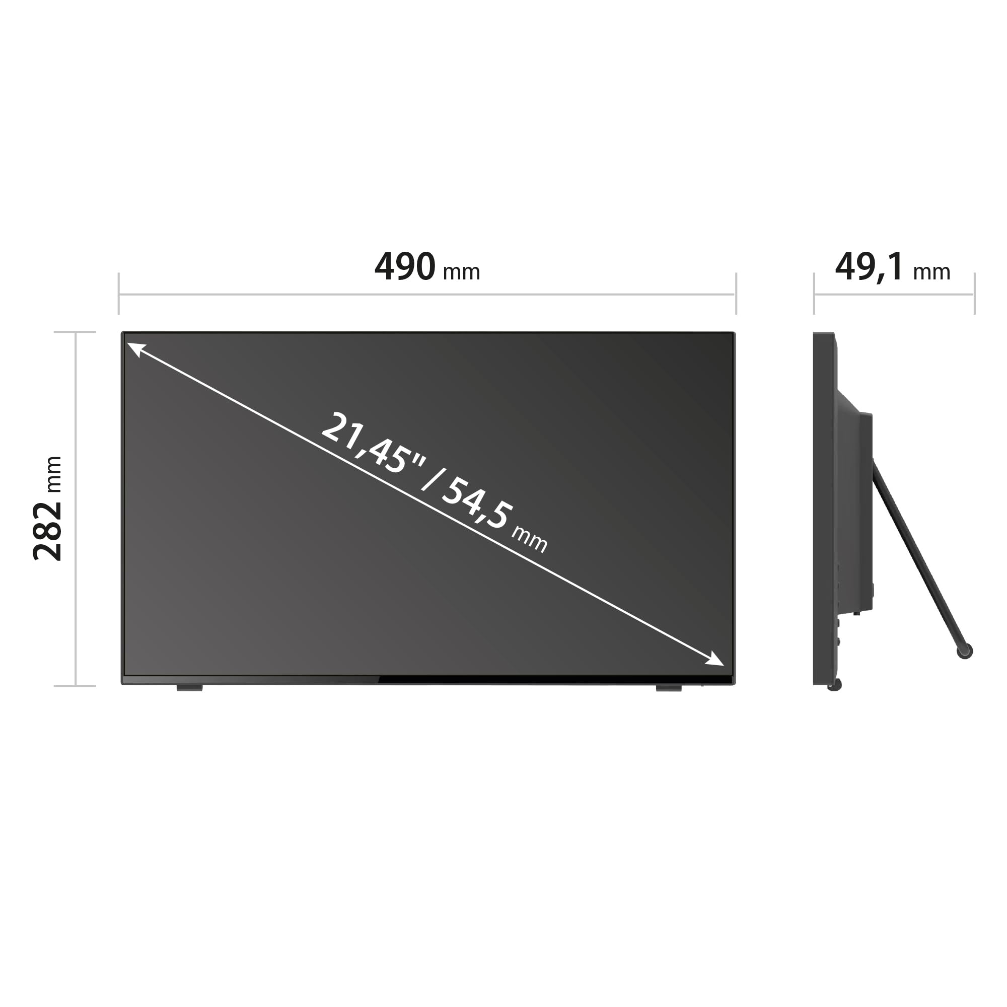 Atlantis A05-T22A-VHDM Monitor Touch 22 pollici, schermo 22", Touchscreen 10 tocchi, Full HD 1920x1080, HDMI VGA DP, inclinabile 15°-50°, Vetro Protettivo 7H, Contrasto 1000:1,Angolo 178/178,Vesa 100
