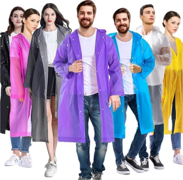 Waterproof Rain Coat Hooded Universal Outdoor Water Resistant Rainwear Suit for Men Women Boys & Girls (Pack of 2) (Universal, Random)