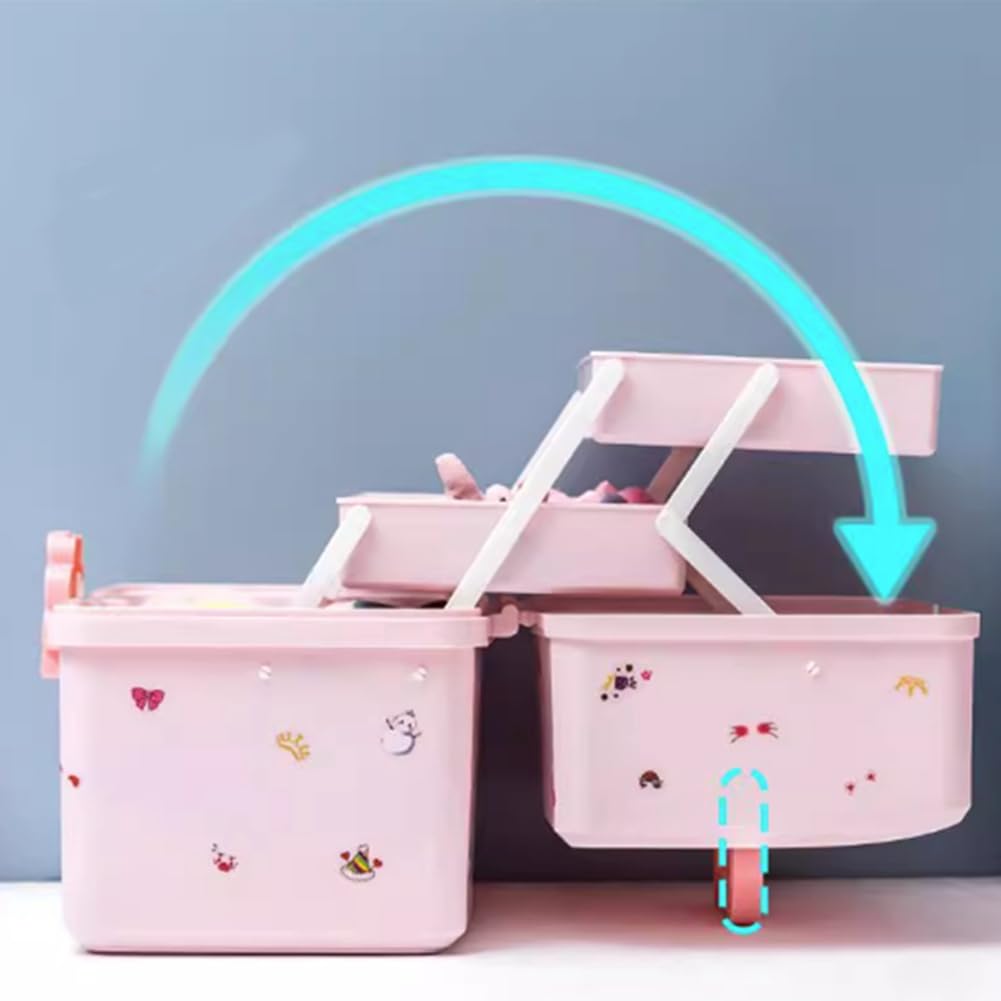 1 caja de almacenamiento de accesorios para el cabello de los niños rosa con banda de goma (extra)