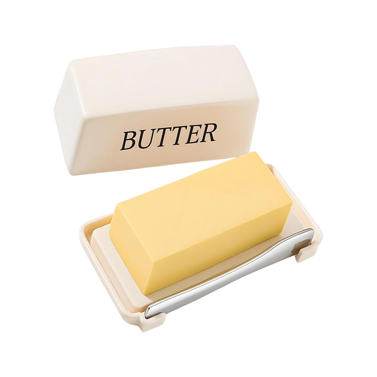 Airtight Butter Container with Built-in Slicer, Dishwasher Safe PP Design, Space Saving Fresh Kitchen Butter Organizer with Airtight Cover