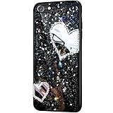  Uposao - Carcasa para iPhone 8/7 con purpurina brillante y brillantes de estrás, negro