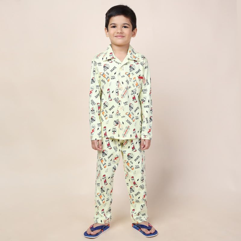 Image of Kids Regular Fit Cotton Printed Night Suit for Baby Boys