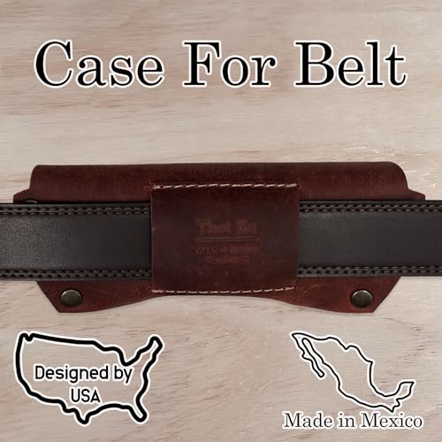 Image of Leather Glasses Case for Men - Vintage Rustic Belt Eyeglass Holder