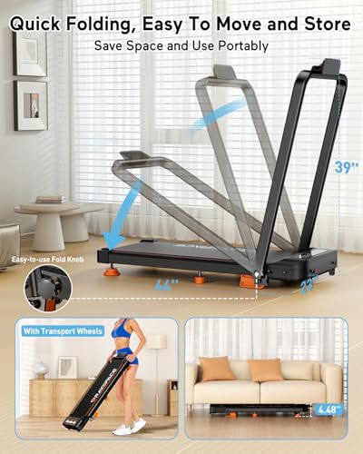 2025 Upgrade Walking Pad Treadmill with 8% Incline & Handle Bar, 3.5HP Portable Treadmill for Home Small, Under Desk Compact Walking Pad 300+lb Capacity, Shock Absorption, 0.6-6mph, Remote, Smart App - Image 6