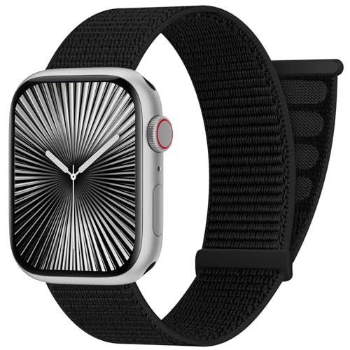 AMSKY Sport Nylon Loop Band Compatible with Apple Watch Bands 38MM 40MM 41MM 42MM 44MM 45MM 46MM 49MM Women Men,Breathable Adjustable Straps for iWatch Band Series 11 10 SE 9 8 7 6 5 4 3 2 Ultra