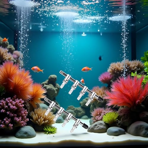 Image of 2 Pcs Silver 4-Way Air Flow Control Lever Valve with Airline Tubing Connector for Aquarium, Air Pump Accessories