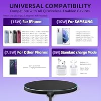 15W Wireless Charger, Induktive Ladestation für iPhone 18/17/16/15/14/13/12/Pro/Max/Plus/Mini/XS/XR, AirPods, Induktions Kabelloses Ladegerät für Samsung Galaxy S25/S23/S22/S21/S20/Note 20 – Ansicht 2