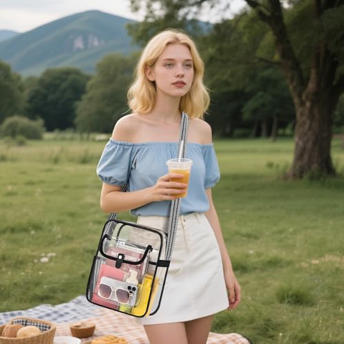 Image of SPODEARS Clear Crossbody Bag for Stadium, Concert, Festival & More - Adjustable Shoulder Strap & Bottle Holder