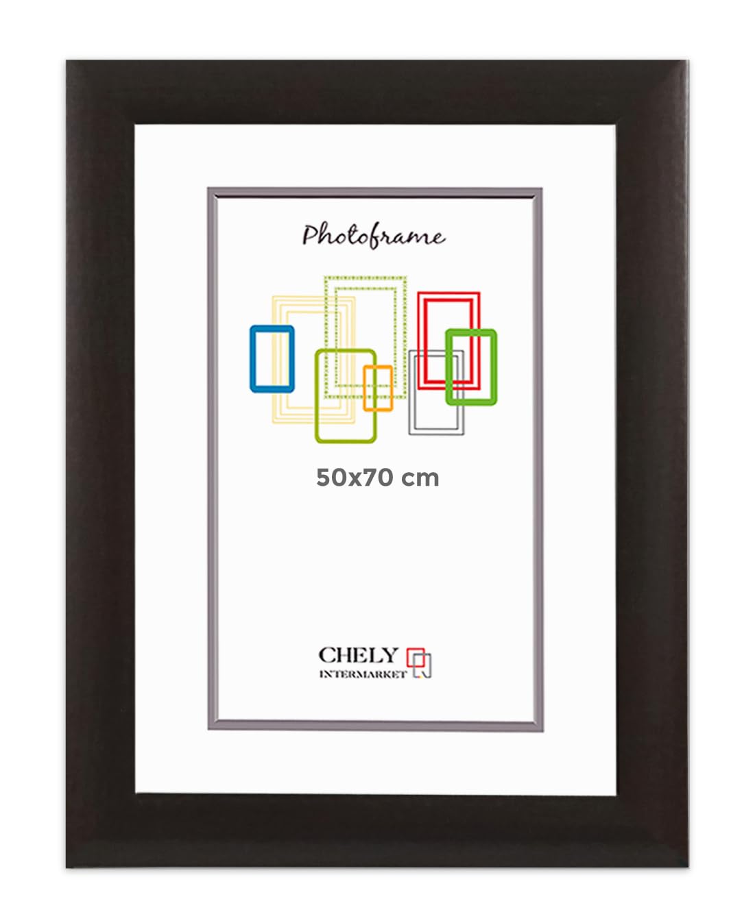 CHELY INTERMARKET Marco de Foto 50x70cm (Wengué) MOD-257 Hecho de Madera, Ancho de moldura 2cm