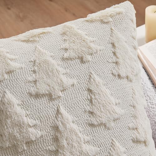 Image of MIULEE Christmas Throw Pillow Covers Cream White Set of 2 12x20 Lumbar