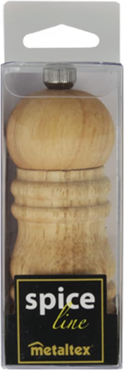 Metaltex 3.94" Spice Mill with Ceramic Grinder Of Rubber Wood, Brown