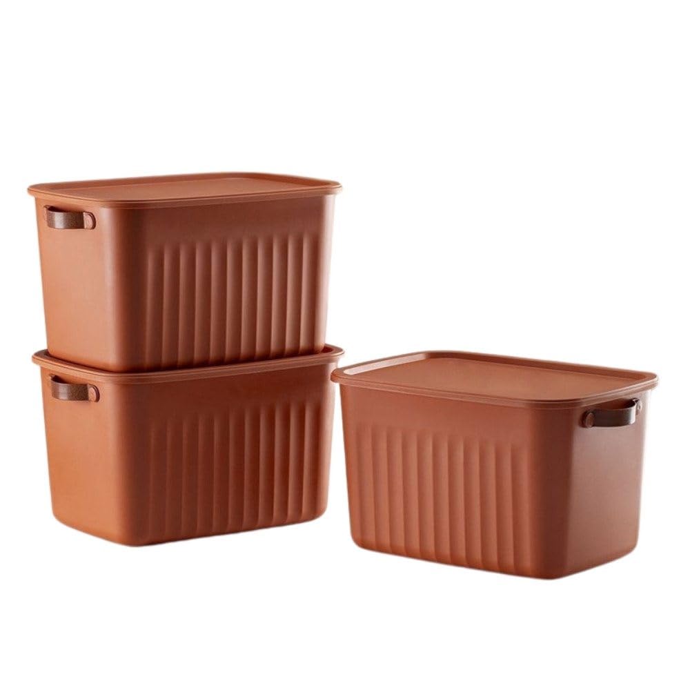 HOPS Storage Box with Lid, Set of 3, 20L-15L -10L BPA-Free Plastic, Nestable and Stackable