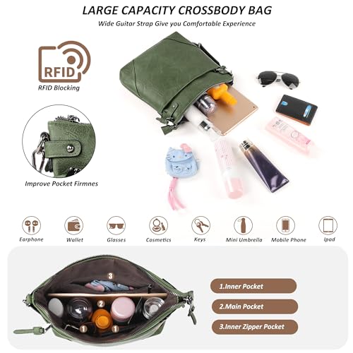 Image of TANTOMI Crossbody Bags for Women, PU Leather Hobo Purse Shoulder Handbags | Adjustable Wide Strap, Multi Pockets, Roomy, Lightweight, Versatile for Everyday or Travel