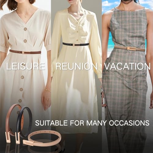 حزام جلد كلاسيكي للنساء من كيري - حزام رفيع وانيق وبسيط - حزام قابل للتعديل للجينز والبناطيل والفساتين والديكور، كاجوال - 105 سم، 105 سم