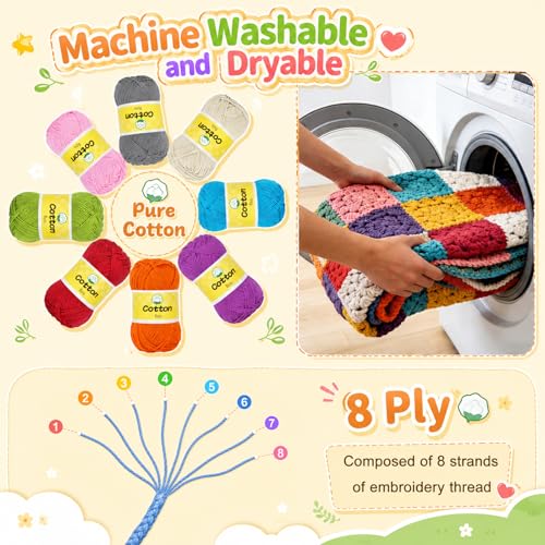 Image of Coopay Mini Cotton Yarn for Crocheting -1OO% Pure Cotton Crochet Yarn of 20 Pack 25g /0.88oz -#2 Sport Weight -90Yds, Soft Breathable Baby Yarn Set for Knitting Crafts, Gifts for Beginners & Crocheters